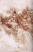LEONARDO da Vinci Funf studies of grotesque faces Spain oil painting artist